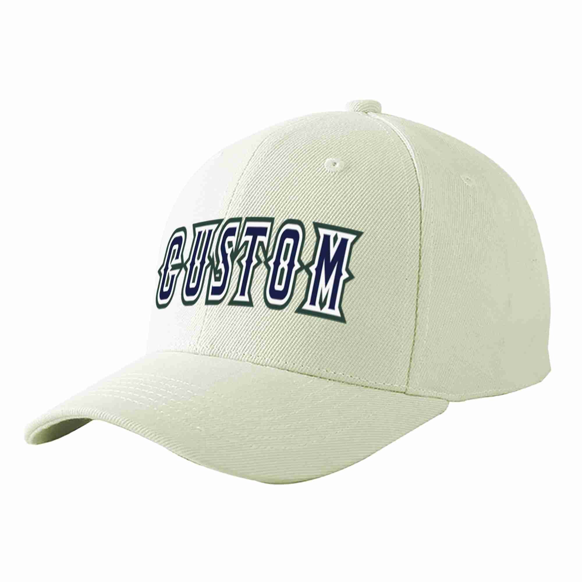 Casquette de baseball de sport incurvée, crème, bleu marine et blanc, personnalisée, pour hommes/femmes/jeunes