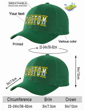 Conception personnalisée de casquette de baseball de sport à avant-toit incurvé vert blanc-kelly vert pour hommes/femmes/jeunes