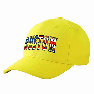 Custom Yellow Vintage USA Flag-Gold Curved Eaves Sport Baseball Cap Design for Men/Women/Youth