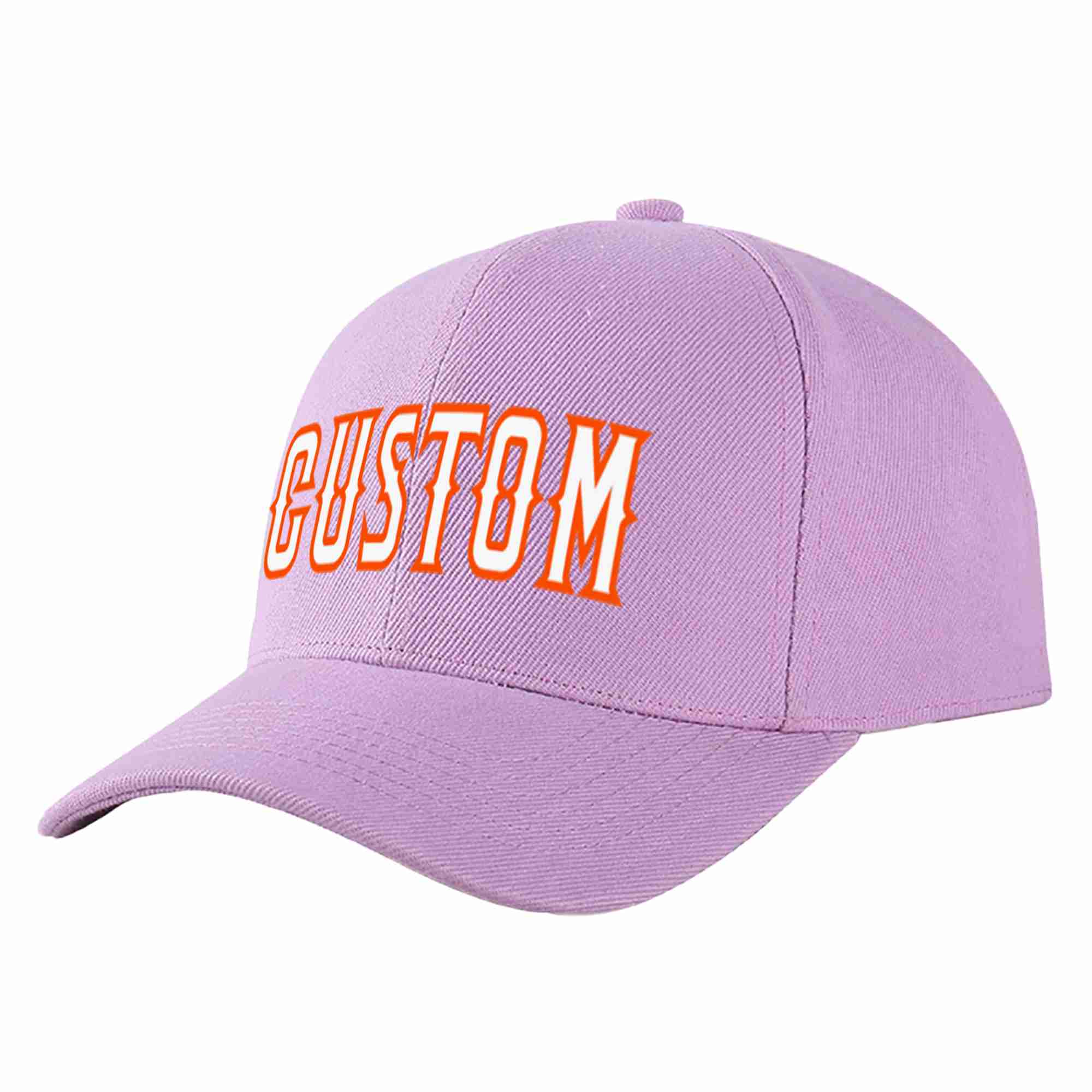 Conception personnalisée de casquette de baseball de sport incurvée violet clair blanc-orange pour hommes/femmes/jeunes