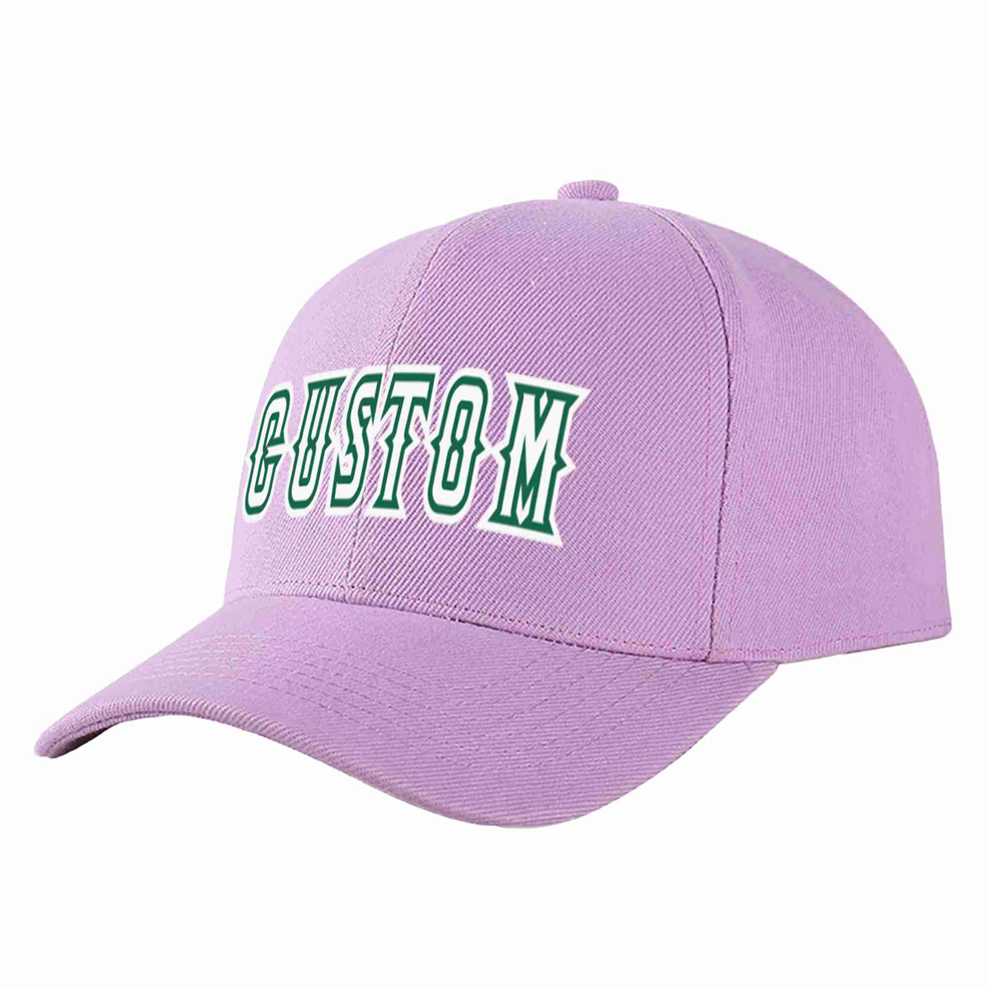 Custom Light Purple White-Kelly Green Curved Eaves Sport Baseball Cap Design for Men/Women/Youth