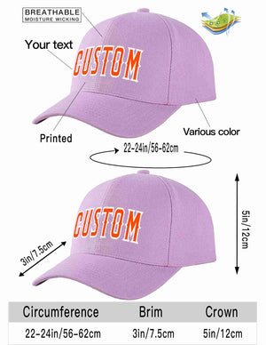 Conception personnalisée de casquette de baseball de sport incurvée violet clair orange-blanc pour hommes/femmes/jeunes