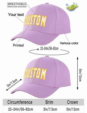 Custom Light Purple White-Gold Curved Eaves Sport Baseball Cap Design for Men/Women/Youth