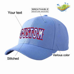 Conception personnalisée de casquette de baseball de sport courbée bleu ciel blanc-royal pour hommes/femmes/jeunes