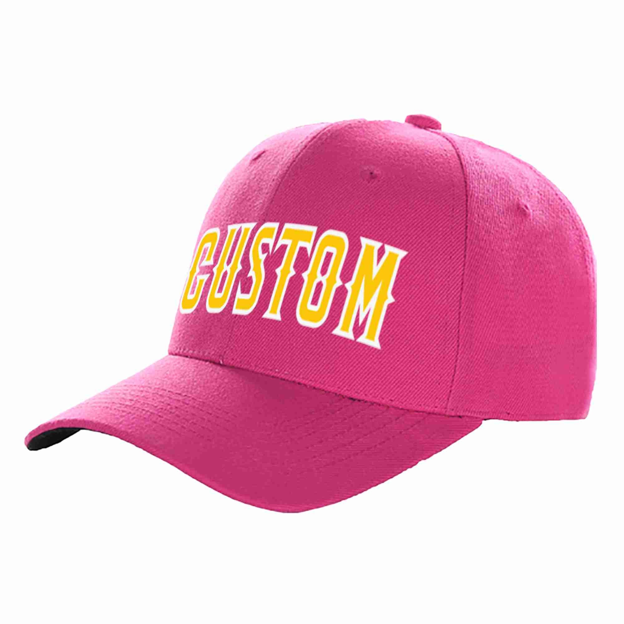 Casquette de baseball de sport incurvée personnalisée Rose rouge or-blanc pour hommes/femmes/jeunes