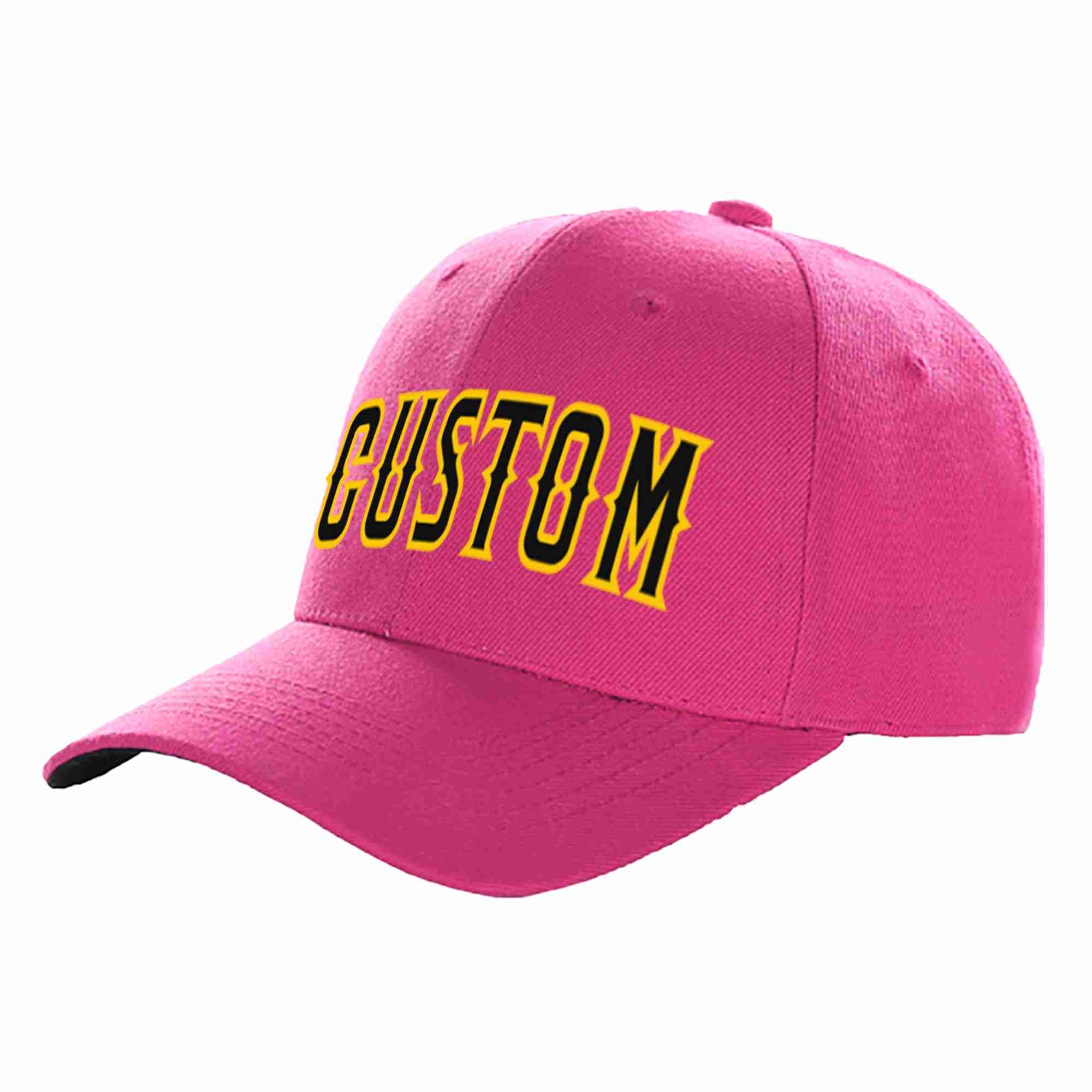 Custom Rose Red Black-Gold Curved Eaves Sport Baseball Cap Design for Men/Women/Youth