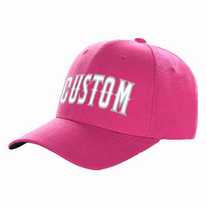 Casquette de baseball de sport incurvée personnalisée Rose rouge blanc-gris pour hommes/femmes/jeunes