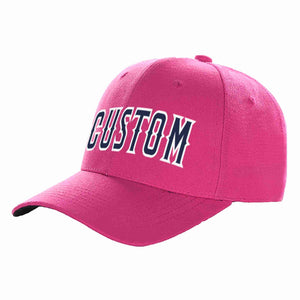 Casquette de baseball de sport incurvée personnalisée Rose rouge marine-blanc pour hommes/femmes/jeunes