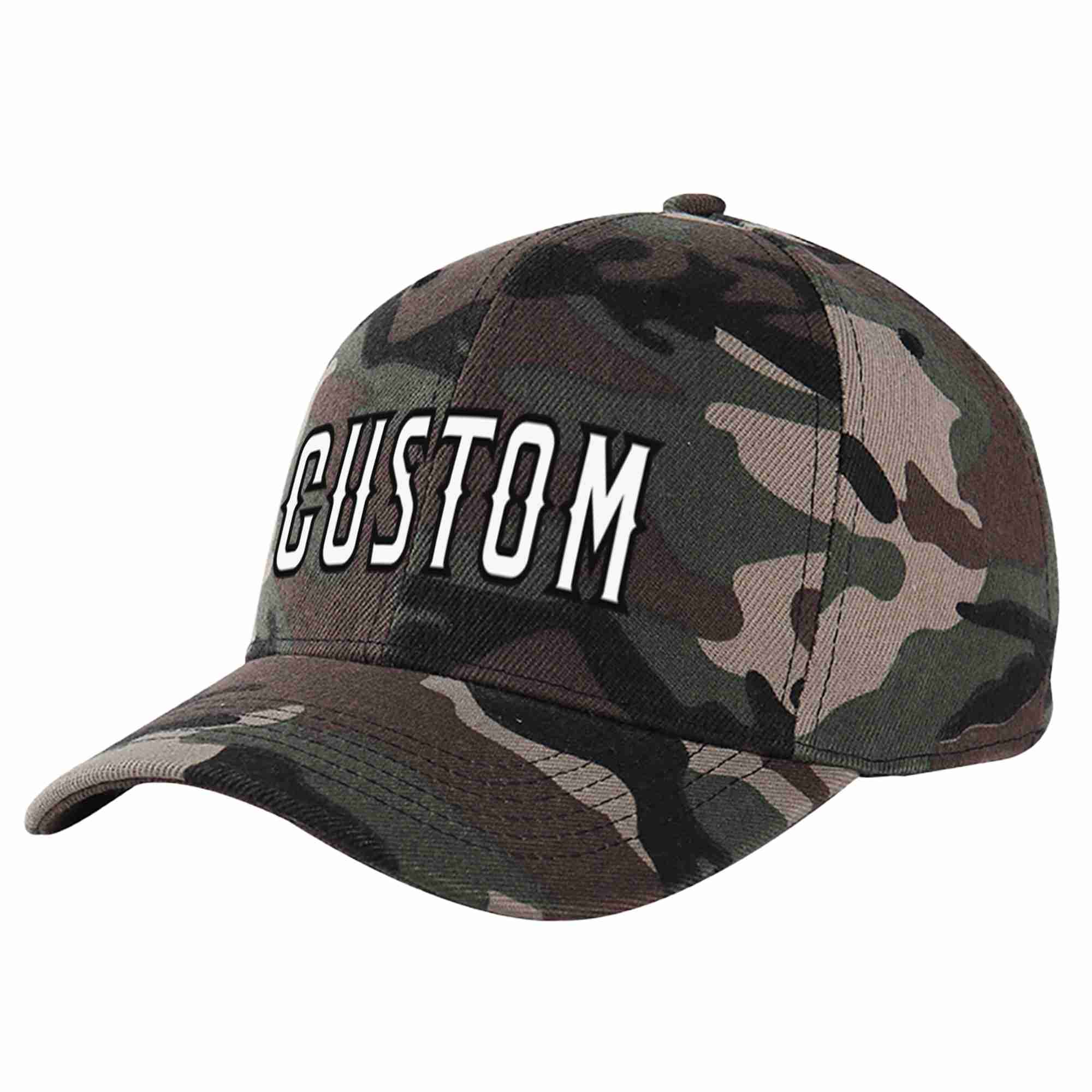 Conception de casquette de baseball de sport à avant-toit incurvé blanc-noir camouflage personnalisé pour hommes/femmes/jeunes