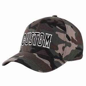 Conception de casquette de baseball de sport à avant-toit incurvé noir-blanc camouflage personnalisé pour hommes/femmes/jeunes