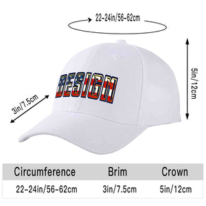 Custom White Vintage USA Flag-Gold Curved Eaves Sport Design Baseball Cap