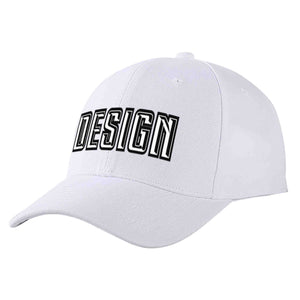 Casquette de baseball personnalisée blanche, blanche et noire, design sportif, avec avant-toit courbé