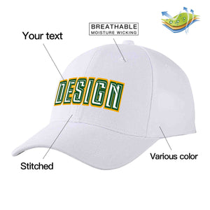 Casquette de baseball personnalisée blanche blanche-vert Kelly incurvée Eaves Sport Design