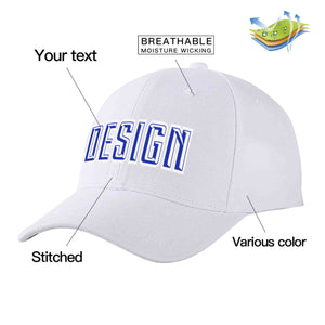 Casquette de baseball personnalisée blanche royale-blanche incurvée Eaves Sport Design