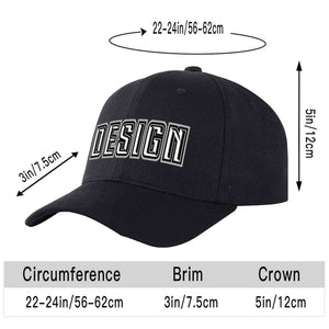 Custom Black White-Black Curved Eaves Sport Design Baseball Cap