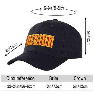 Custom Black Red-Yellow Curved Eaves Sport Design Baseball Cap