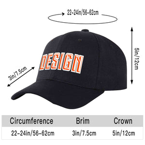 Custom Black Orange-White Curved Eaves Sport Design Baseball Cap