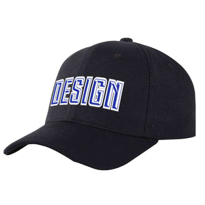 Casquette de baseball personnalisée noire Royal-White Curved Eaves Sport Design