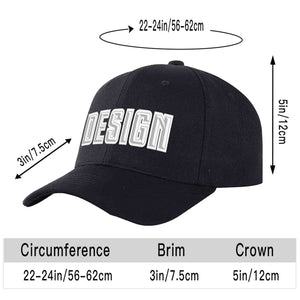 Custom Black Gray-White Curved Eaves Sport Design Baseball Cap