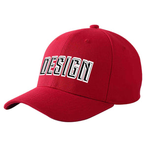 Custom Red Black-White Curved Eaves Sport Design Baseball Cap