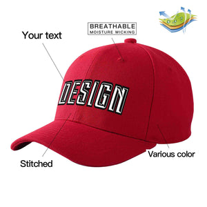 Custom Red White-Black Curved Eaves Sport Design Baseball Cap