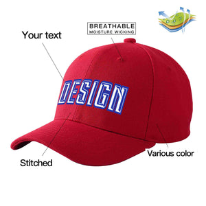 Casquette de baseball personnalisée rouge blanc-royal incurvée Eaves Sport Design