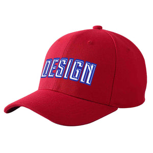 Casquette de baseball personnalisée rouge blanc-royal incurvée Eaves Sport Design