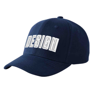 Custom Navy Gray-White Curved Eaves Sport Design Baseball Cap