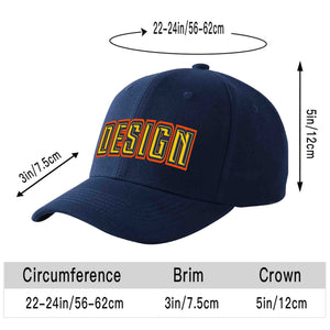 Custom Navy Gold-Navy Curved Eaves Sport Design Baseball Cap