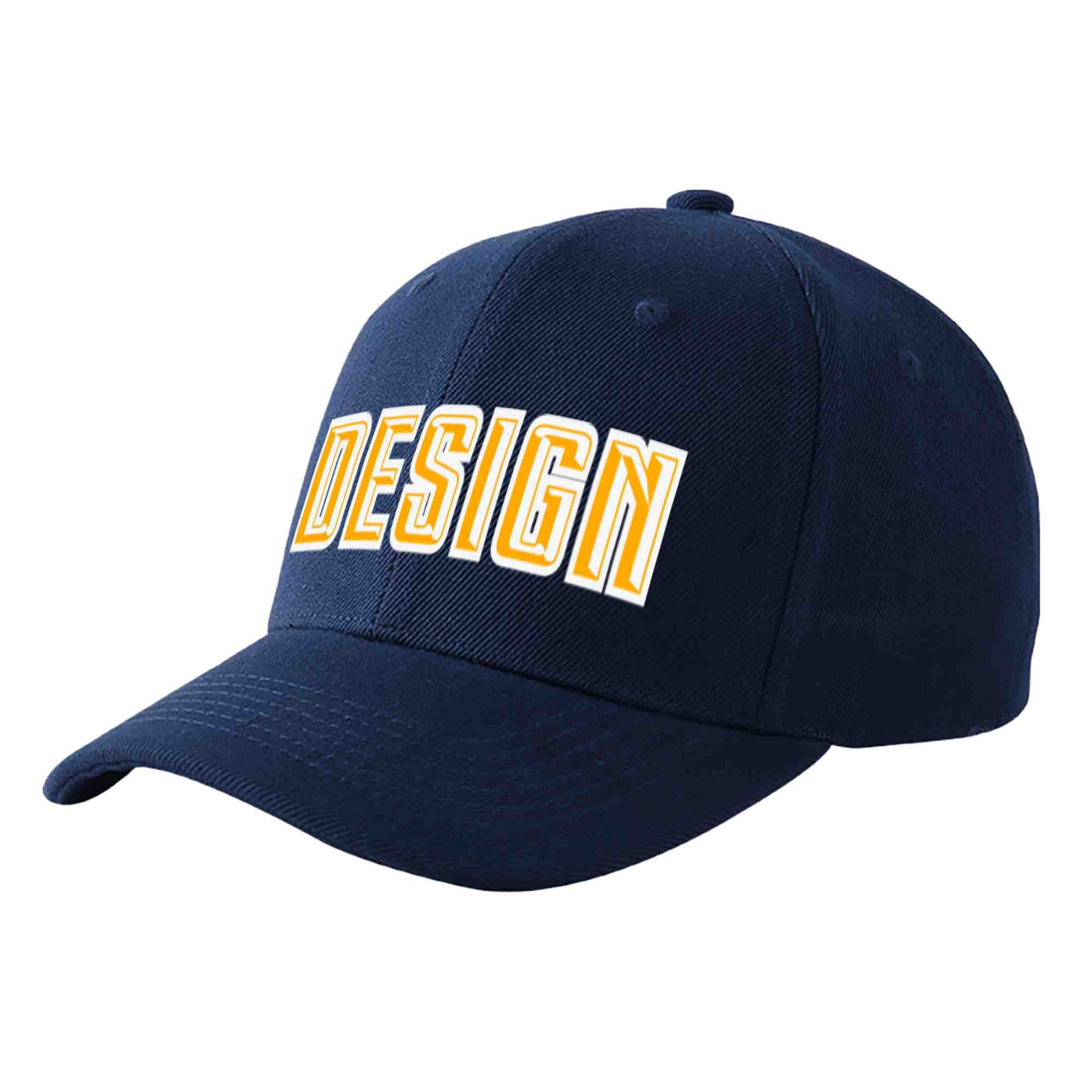 Casquette de baseball courbée personnalisée jaune-blanc avec avant-toit, design sportif