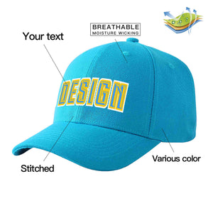 Casquette de baseball personnalisée Aqua Powder bleu-or courbée Eaves Sport Design