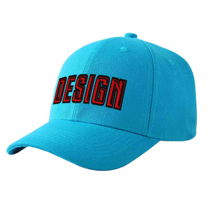 Casquette de baseball personnalisée Aqua Red-Black Curved Eaves Sport Design