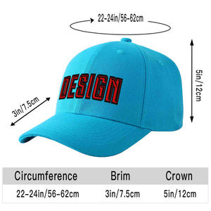 Casquette de baseball personnalisée Aqua Red-Black Curved Eaves Sport Design