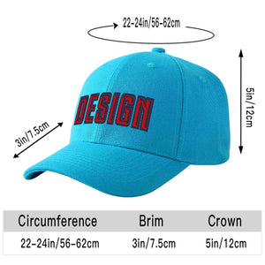 Casquette de baseball personnalisée Aqua Red-Navy Curved Eaves Sport Design