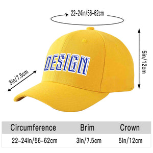 Custom Gold Royal-White Curved Eaves Sport Design Baseball Cap