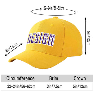 Casquette de baseball incurvée personnalisée en or violet-blanc avec avant-toit