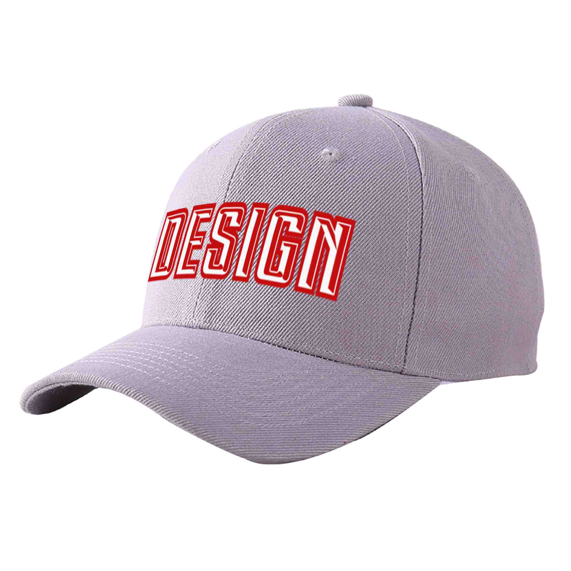 Casquette de baseball personnalisée gris blanc-rouge incurvée Eaves Sport Design