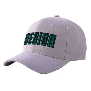 Custom Gray Aqua-Black Curved Eaves Sport Design Baseball Cap