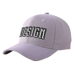 Custom Gray White-Black Curved Eaves Sport Design Baseball Cap