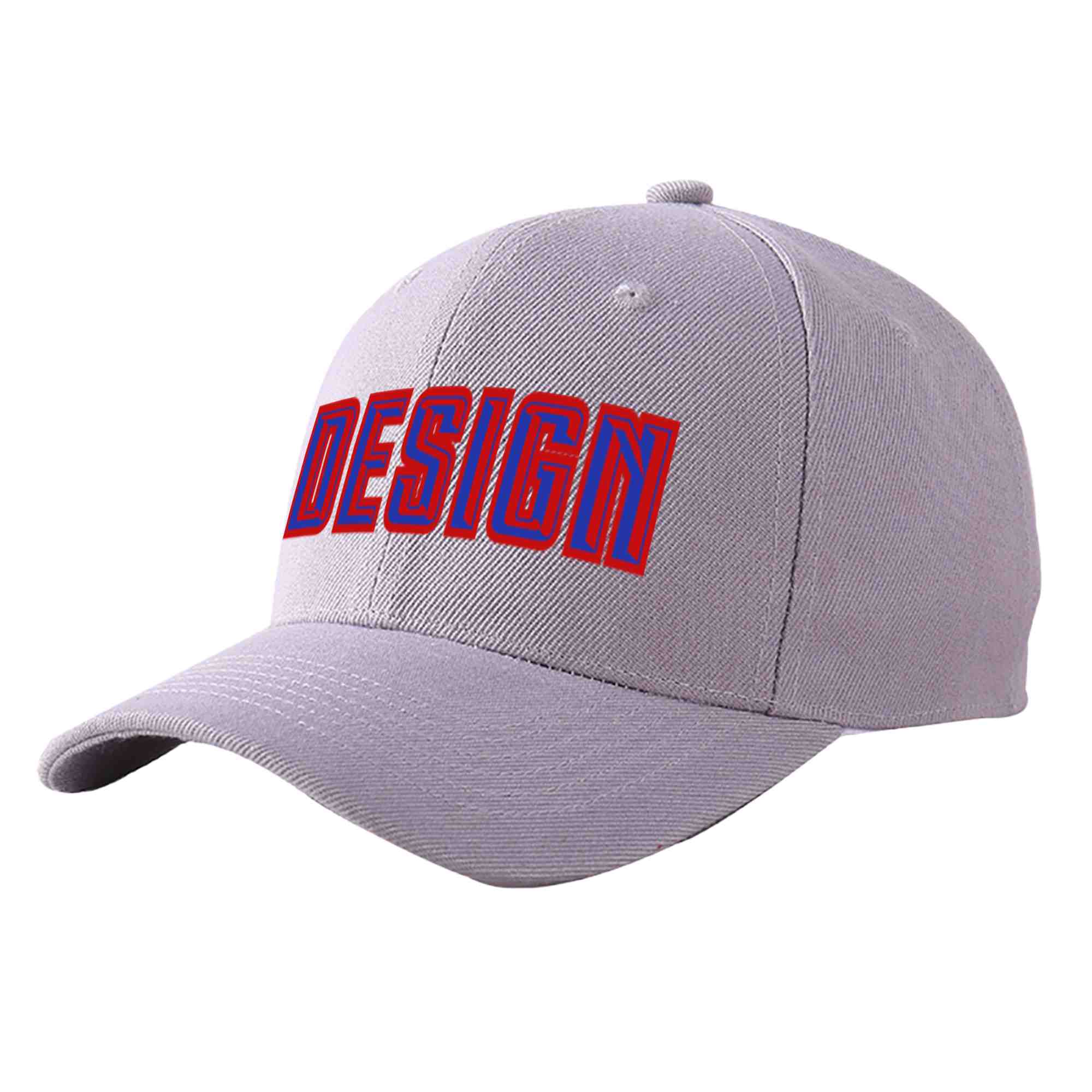 Casquette de baseball personnalisée gris royal-rouge courbé Eaves Sport Design