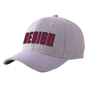 Casquette de baseball courbée Eaves Sport Design personnalisée gris rouge-marine