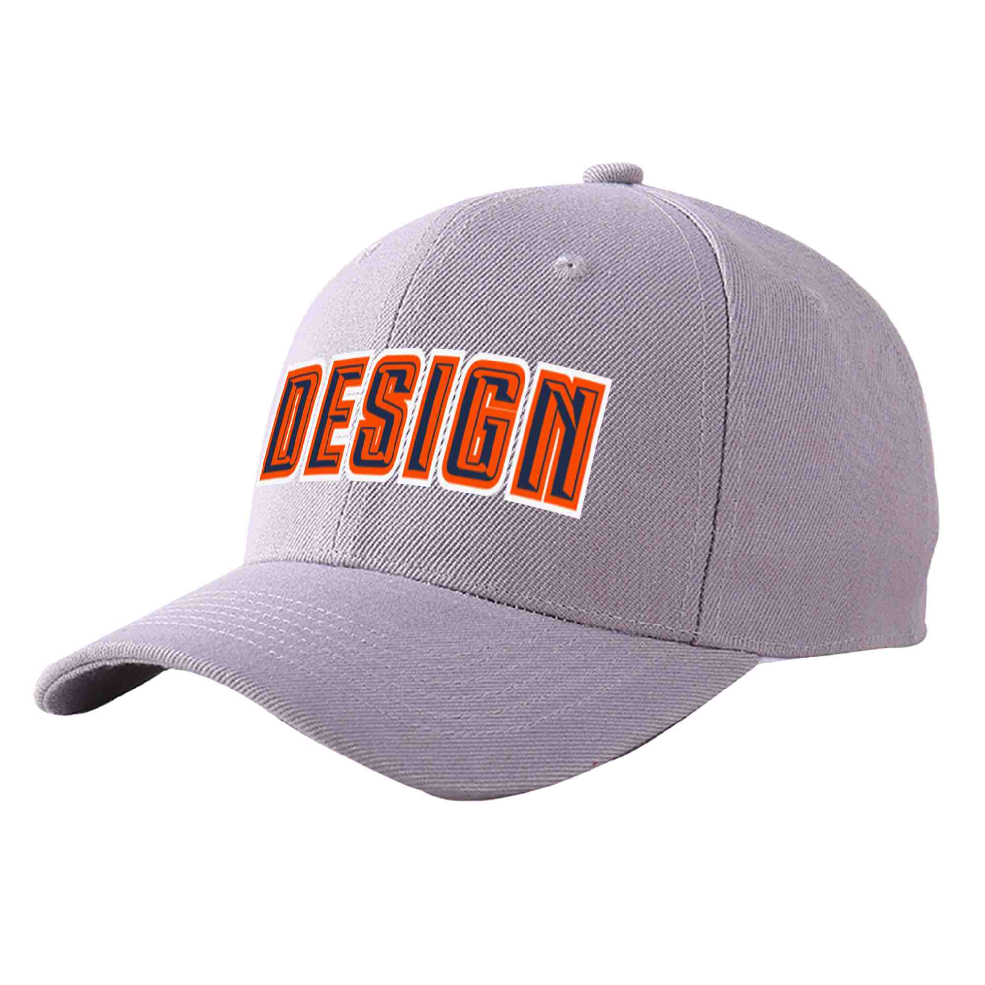 Casquette de baseball courbée Eaves Sport Design personnalisée gris marine-orange