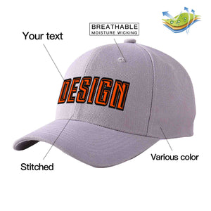 Casquette de baseball personnalisée gris orange-noir incurvée Eaves Sport Design