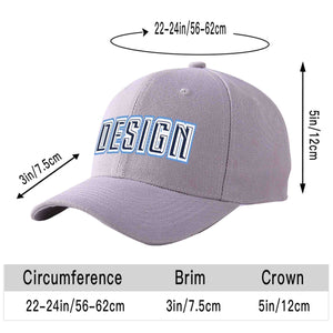 Custom Gray Navy-White Curved Eaves Sport Design Baseball Cap