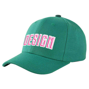 Custom Light Green Pink-White Curved Eaves Sport Design Baseball Cap