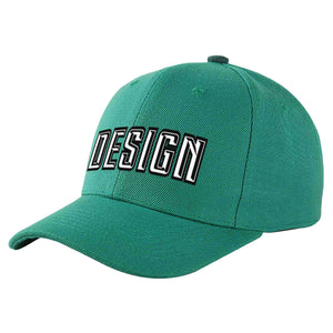 Custom Light Green White-Black Curved Eaves Sport Design Baseball Cap