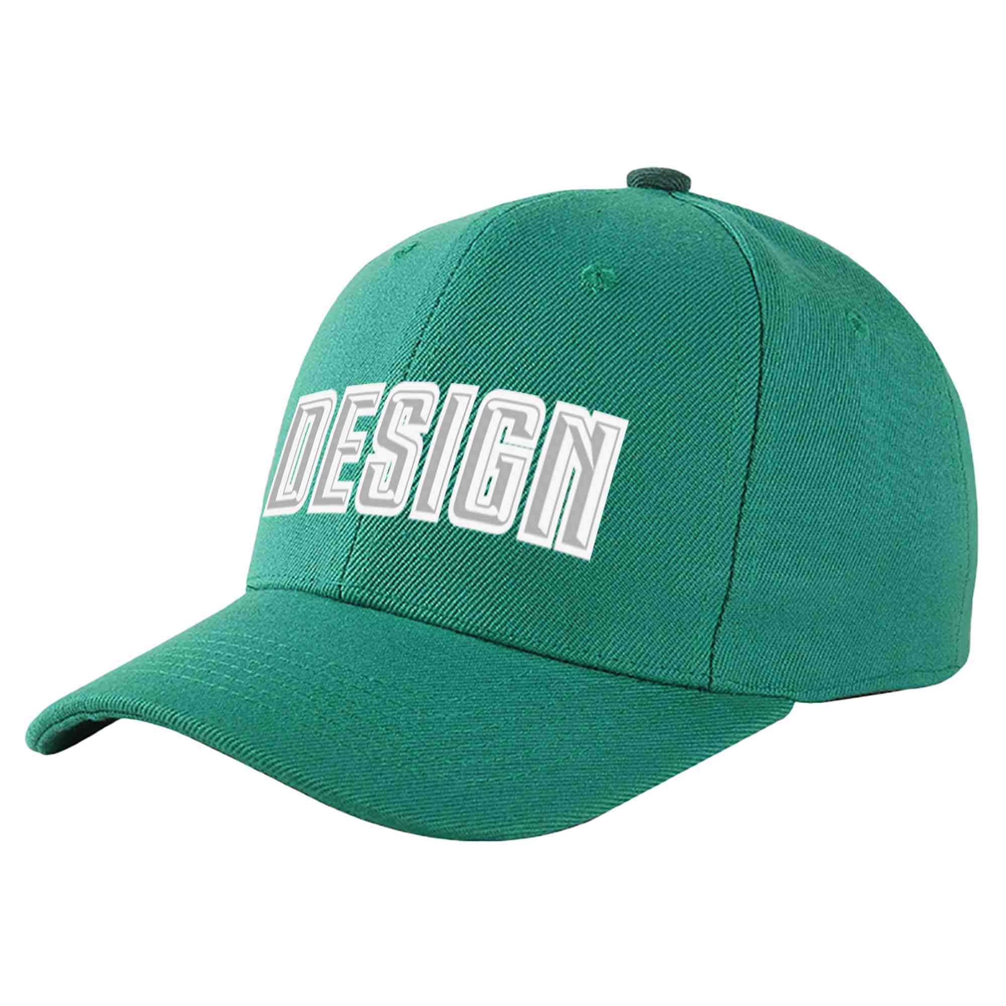 Casquette de baseball personnalisée vert clair blanc-gris avec avant-toit incurvé