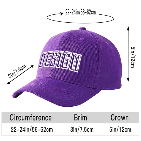 Custom Purple Purple-White Curved Eaves Sport Design Baseball Cap