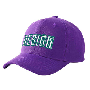 Casquette de baseball personnalisée violet blanc-aqua courbé Eaves Sport Design