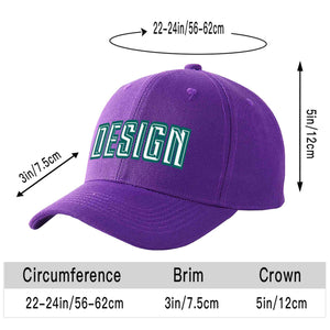 Casquette de baseball personnalisée violet blanc-aqua courbé Eaves Sport Design